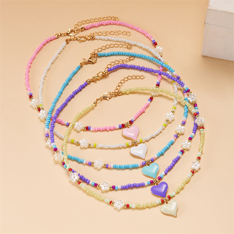 Wholesale  handmade jewelry  flower rice bead necklace