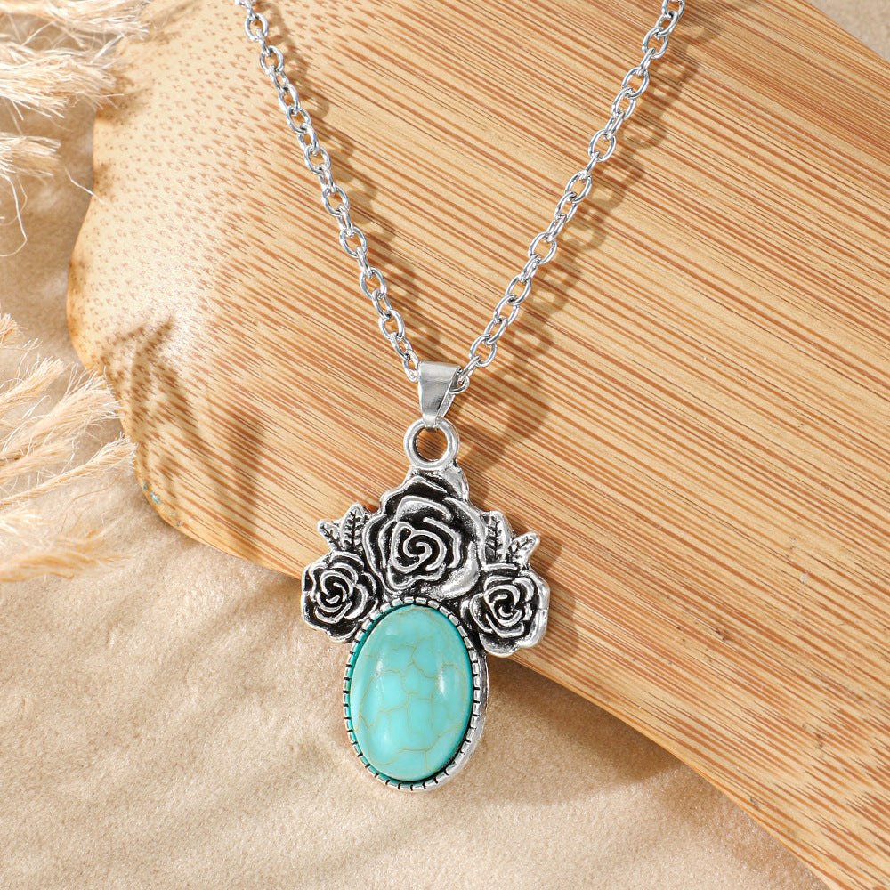 Wholesale Bohemian Heart Drop Pendant Necklace - Ethnic Style Zinc Alloy Inlay for Everyday Fashion Accessory