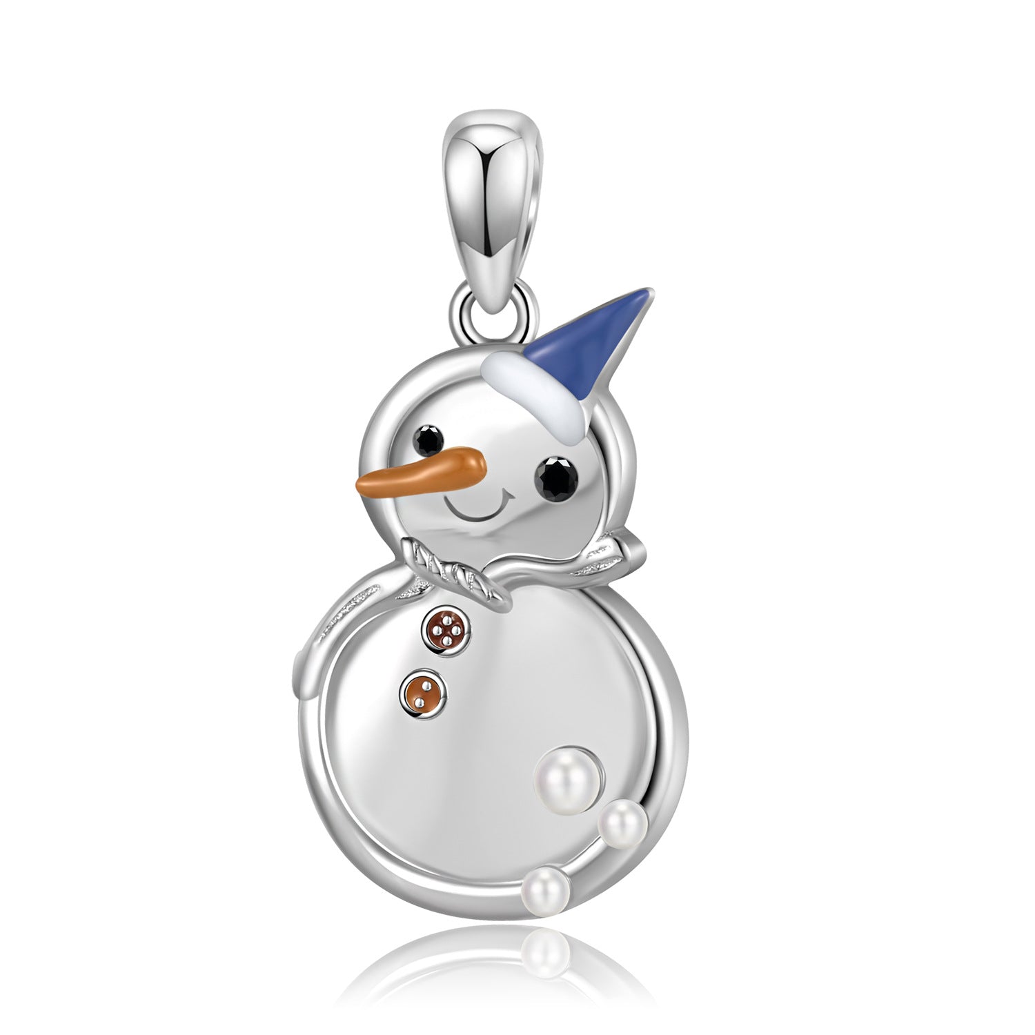 Wholesale Christmas Snowman S925 Sterling Silver Epoxy Necklaces ACC-NE-MC016