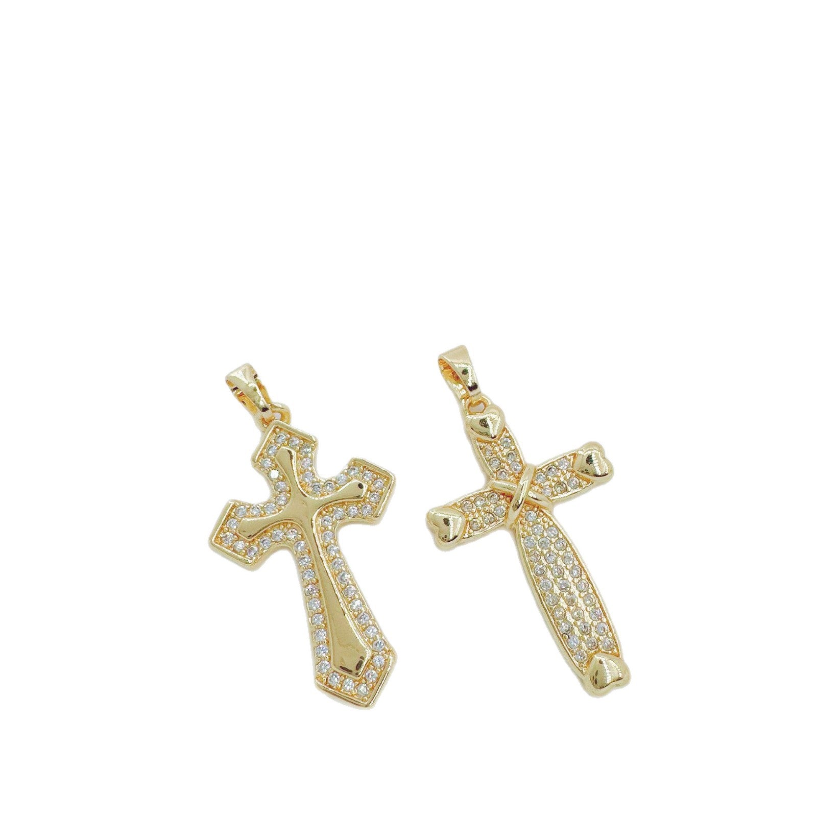 Wholesale Copper Fashion Cross Pendant Necklace with Rhinestones - Chic Jewelry Accessory for Women Boutique Resale