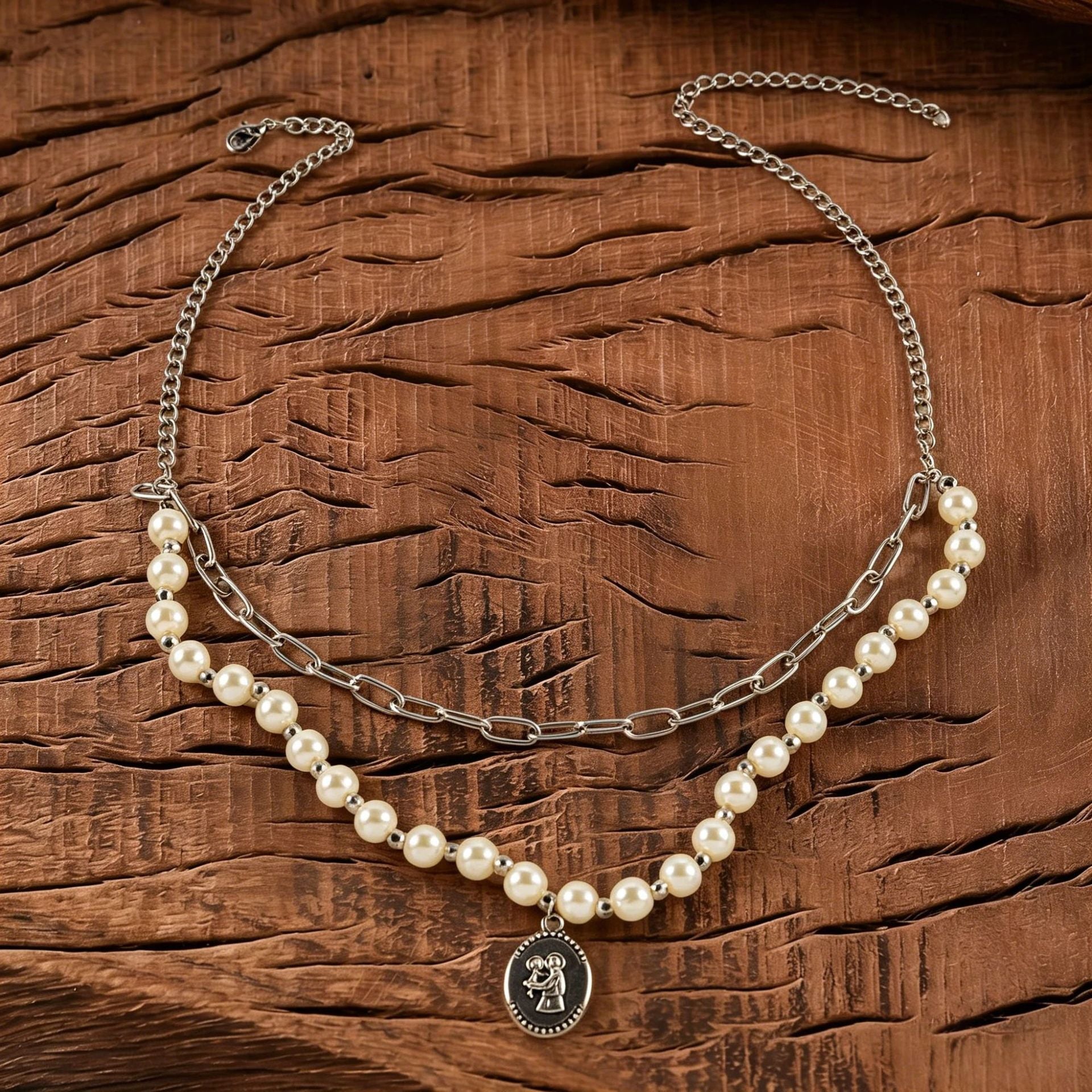 Wholesale Medieval Style  Pearl Double Layer Necklace with Pumpkin Ghost Pendant,  Fashion Accessory for Resale