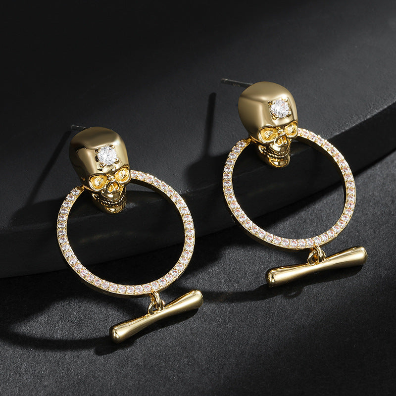 Wholesale Punk Skull Copper Earrings