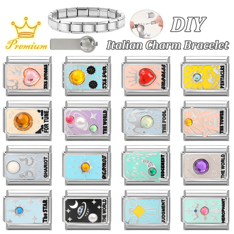 Wholesale Tarot-Themed Stainless Steel Charm Bracelet DIY Accessories Fashion Jewelry for Everyday Wear