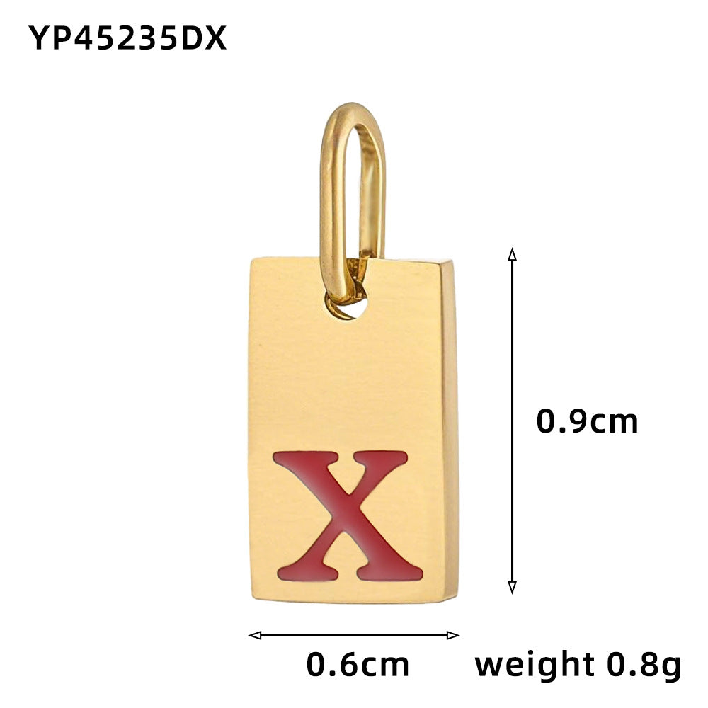Wholesale 26 oil drops English letters stainless steel gold-plated DIY pendant