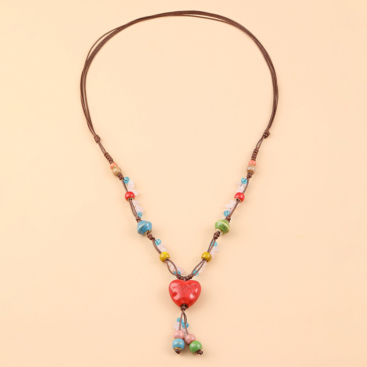 Wholesale Ethnic Style Beaded Ceramic Bead Necklace Bohemian Gravel Color Necklace ACC-NE-JunJie007
