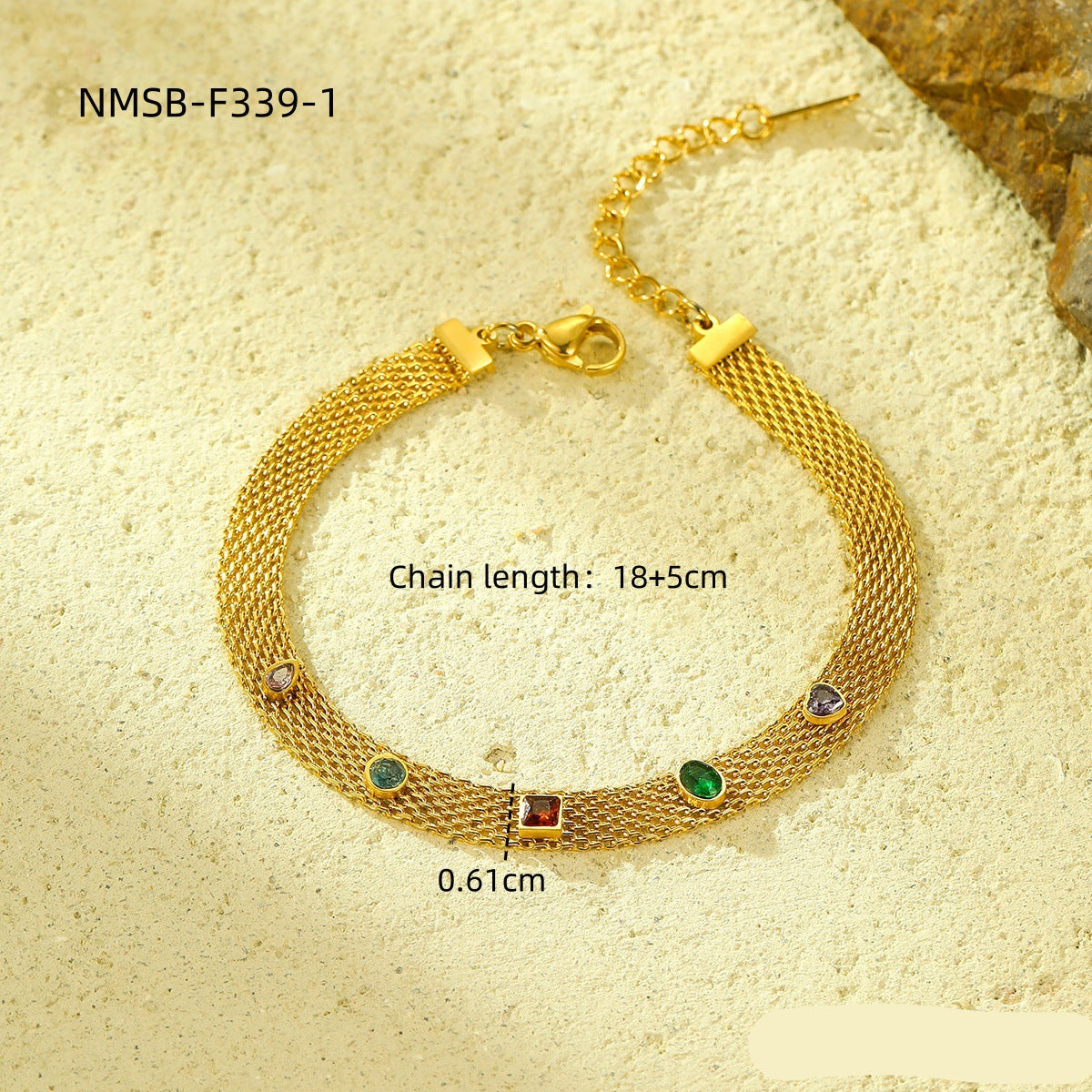 Wholesale  Plated 18K Gold Stainless Steel Inlaid Zircon Bracelet