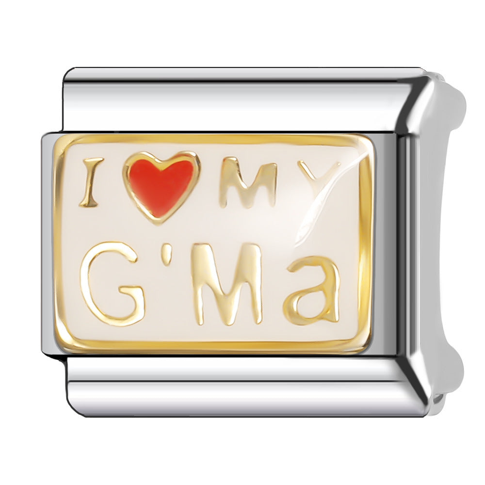 Wholesale Italian Charm Bracelet 9mm DIY Splicing Oil Drop Pattern Stainless Steel Composable Bracelet