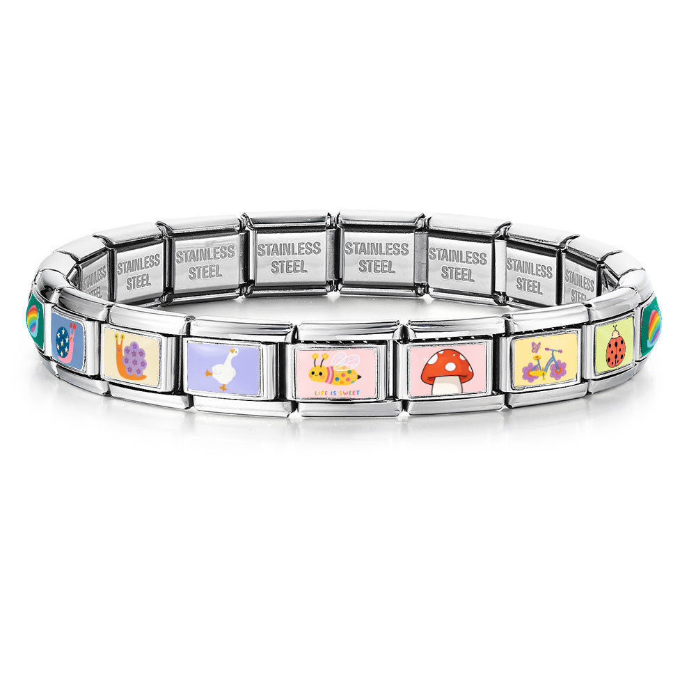 Wholesale Stainless Steel Modular Bracelet DIY Watch Strap Chain Cute Patterned Fashion Accessory for Everyday Wear