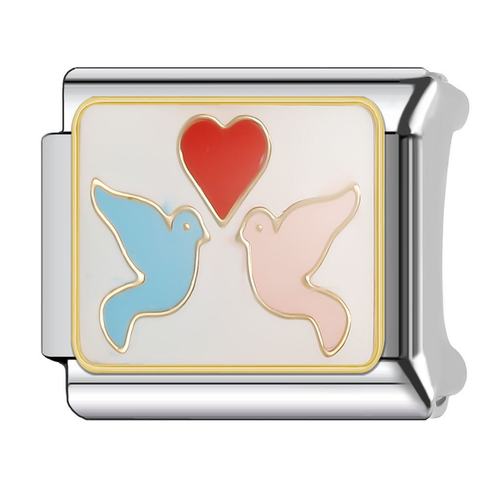 Wholesale Italian Charm Bracelet 9mm DIY Splicing Cute Animal Series Stainless Steel Composable Bracelet