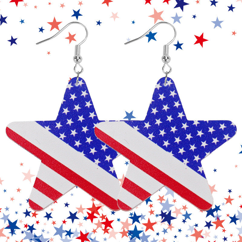 Wholesale  Independence Day Flag Color Matching Ladies Leather Earrings