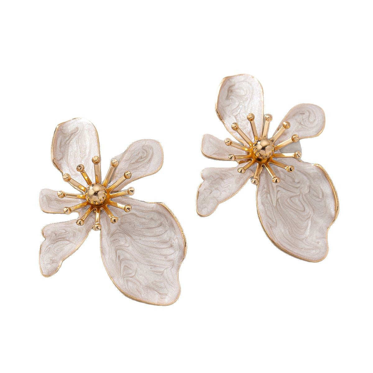 Wholesale Creative Colorful Metal Irregular Design Large Flower Earrings Holiday Style Earrings