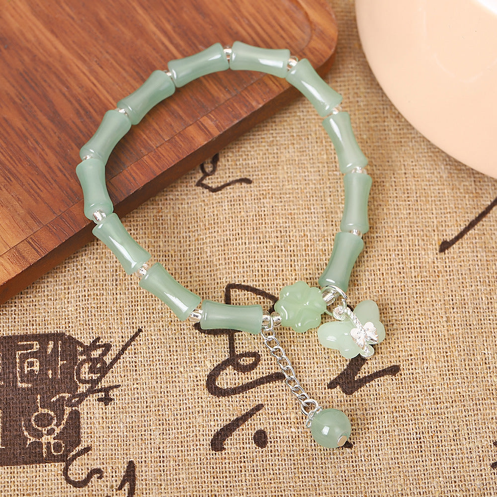 Wholesale Chinese Retro Bamboo Section Bracelet Green Elastic Rope Women S Beaded Jewelry Accessory For Everyday Wear And Gift
