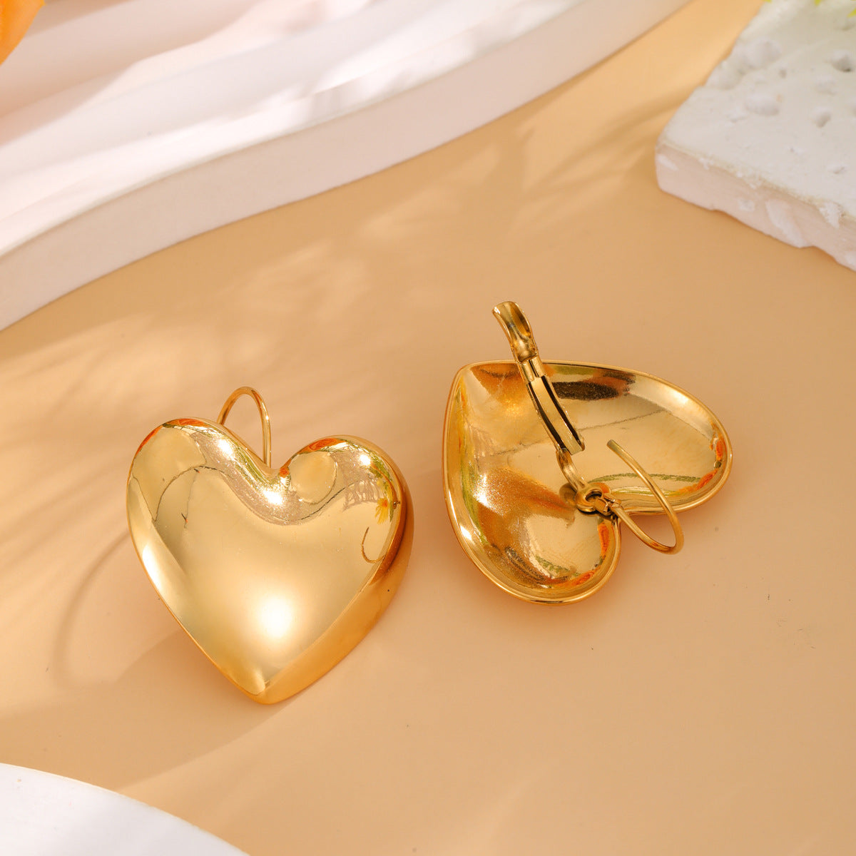 Wholesale  stainless steel 18k real gold plating love earrings