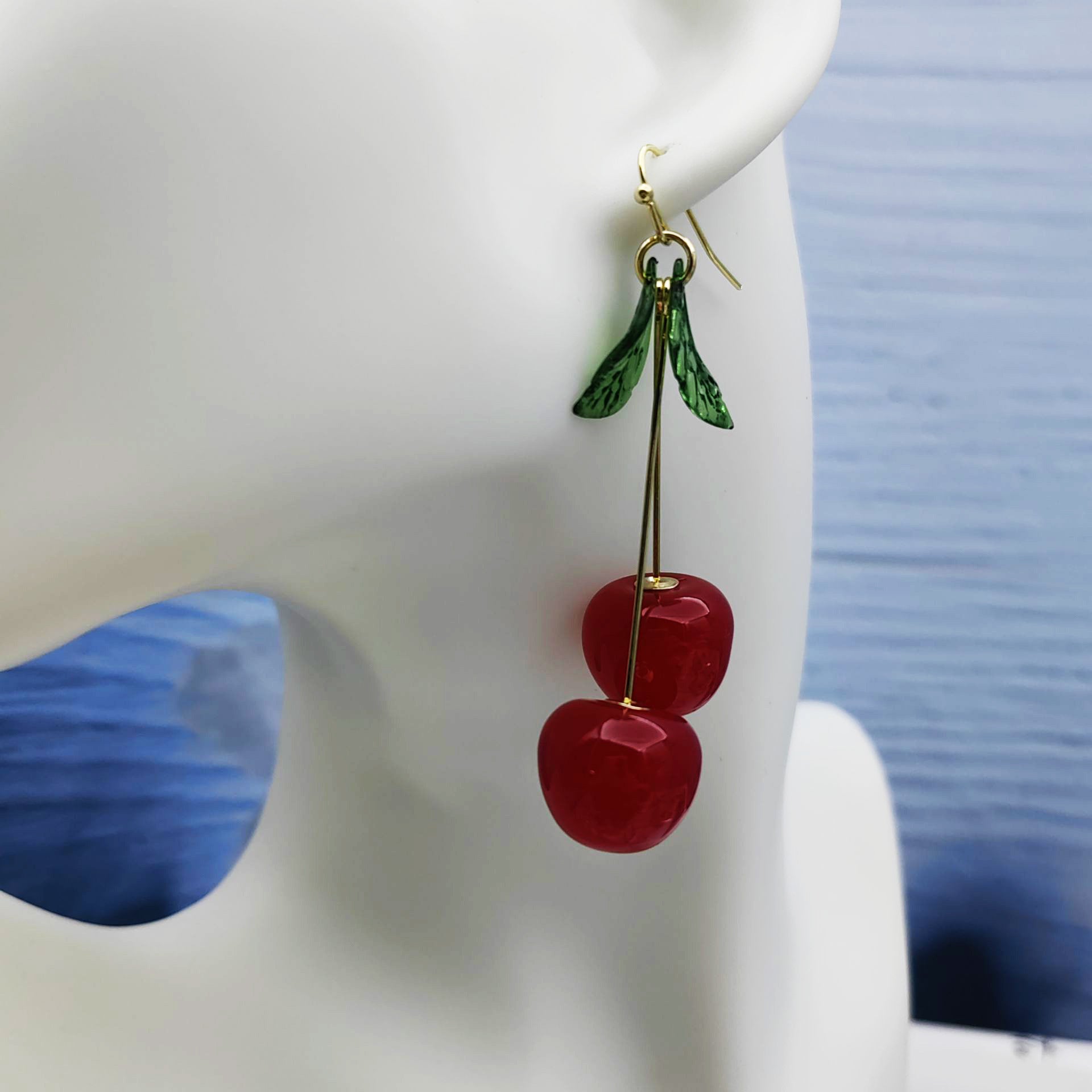 Wholesale Fruit Cherry Earrings Sweet and Cute Accessories Cute Earrings ACC-ES-Mindin004