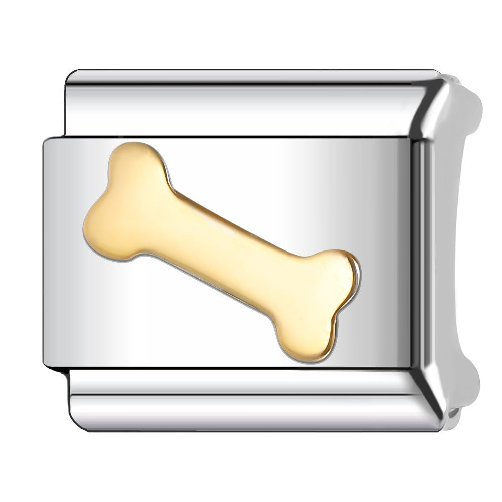 Wholesale Italian Charm Bracelet 9mm DIY Splicing Gold Series Stainless Steel Composable Bracelet