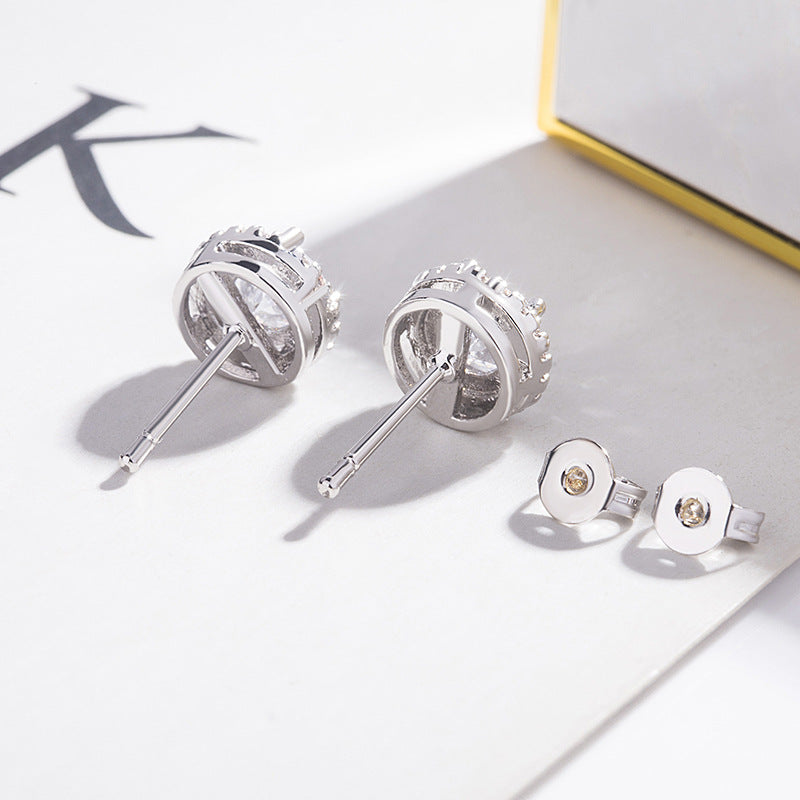 Wholesale  inlaid zircon geometric gold two-wear women's full-diamond earrings