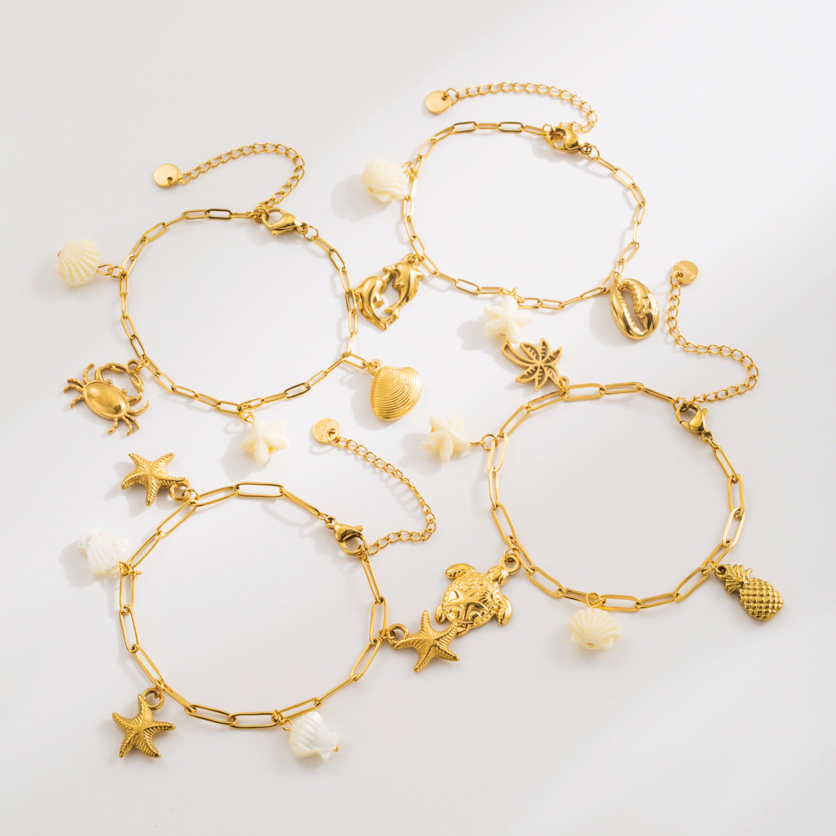 Wholesale Stainless Steel Starfish Shell Bracelet