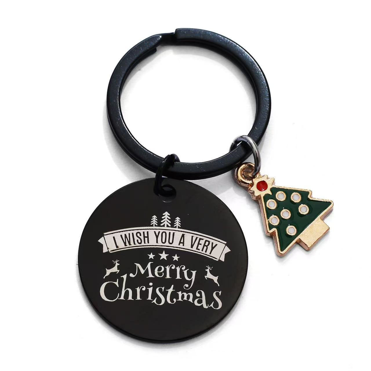 Wholesale Christmas Stainless Steel Keychain With Santa Tree And Bell Chic Car Key Accessory Gift
