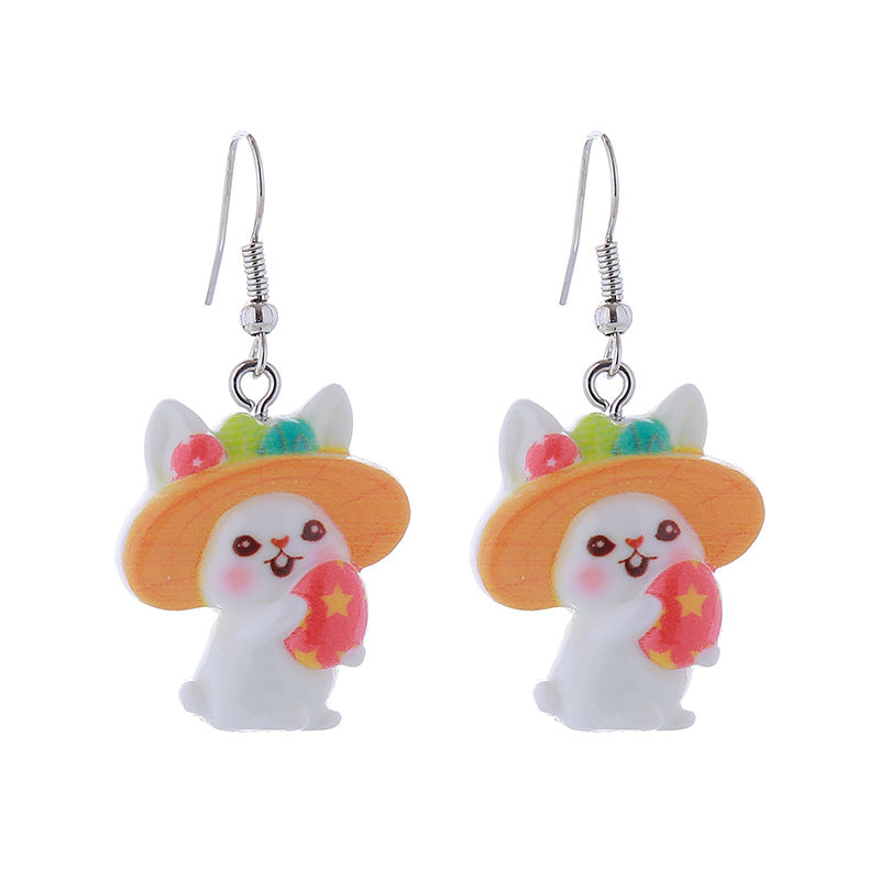 Wholesale Easter Cartoon Bunny Carrot Egg Chick Plastic Earrings