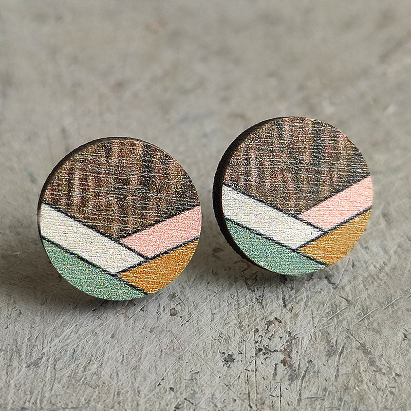 Wholesale 2pcs Wooden Geometric Earrings