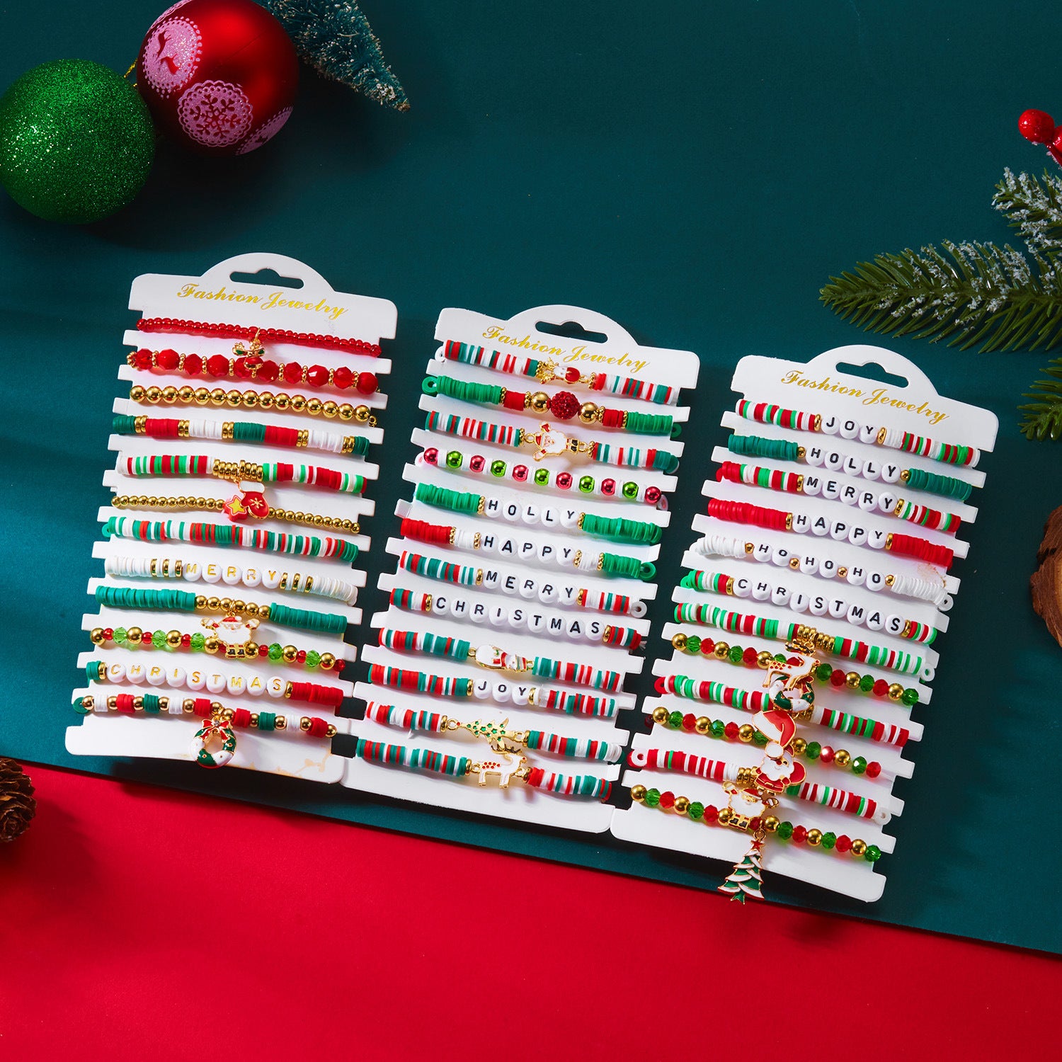 Wholesale Christmas Multi-layer Soft Ceramic Elk Bracelet Set