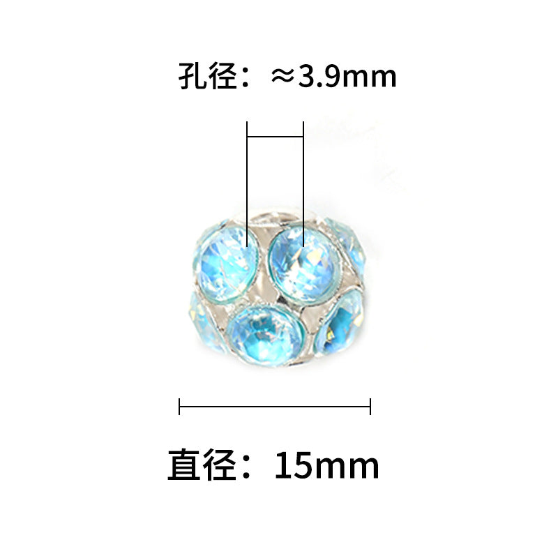 Wholesale 50PCS Alloy Hollow Zircon Rhinestone Flower Ball Beads DIY Mobile Phone Chain Jewelry Accessories ACC-BDS-BLG041
