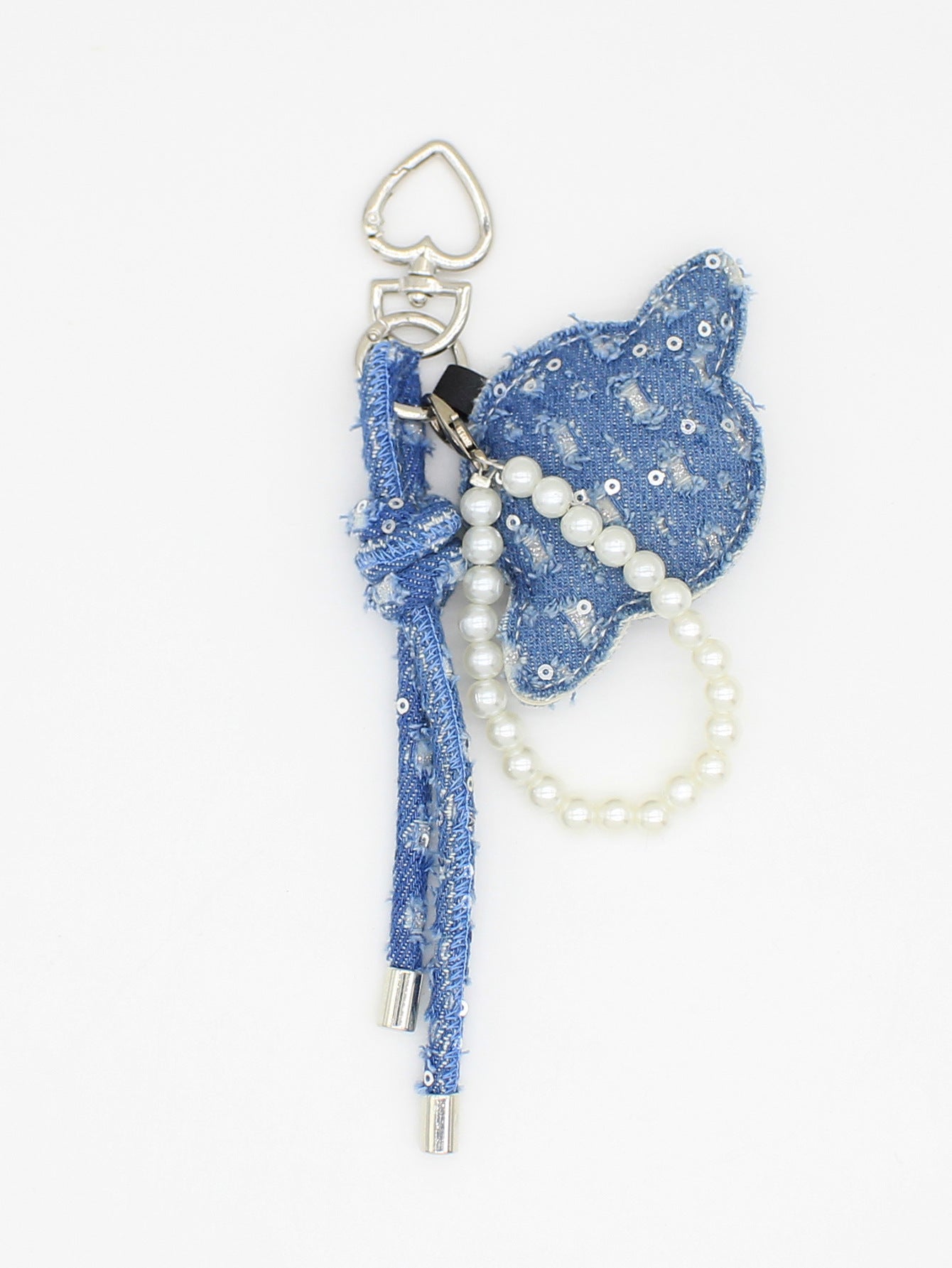 Wholesale Handmade Artificial Leather Bag Charm with Pearl Chain and Keychain,  Stylish Car Key Accessory