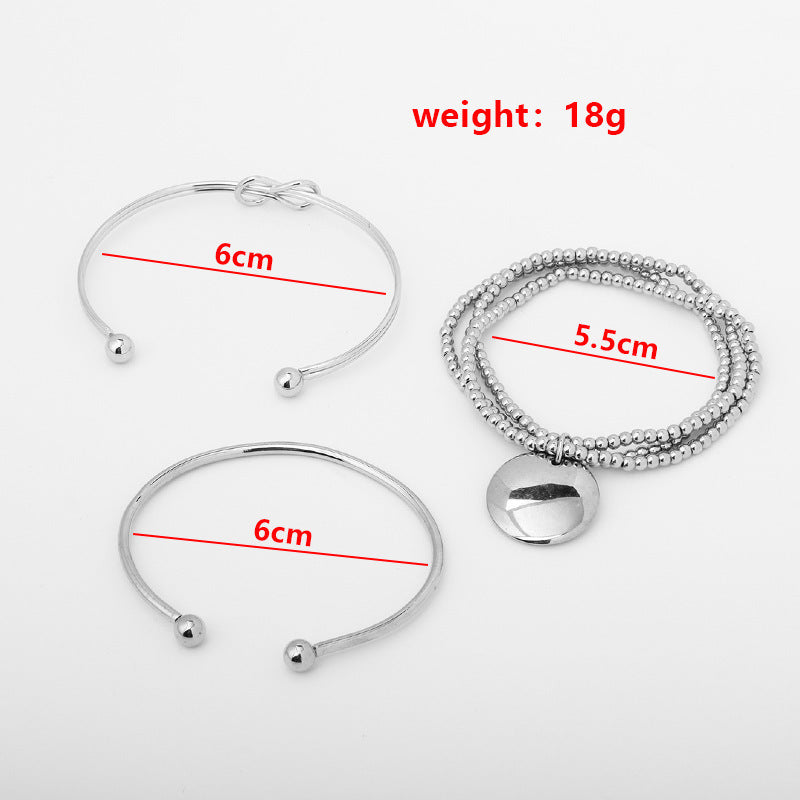 Wholesale Knotted Beaded Round Pendant Bracelet Set