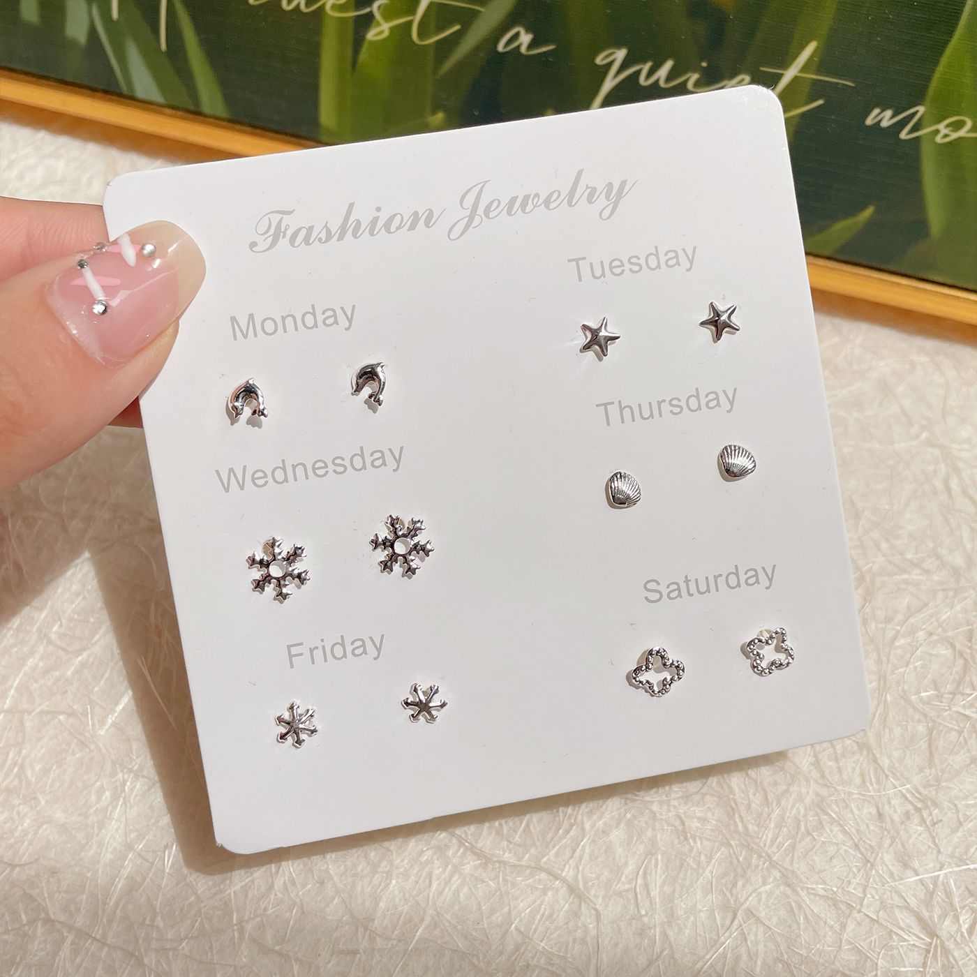 Wholesale Sweet and fresh silver needle small floral and fruit earrings