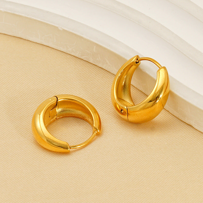 Wholesale retro  gold-plated simple circle stainless steel  earrings