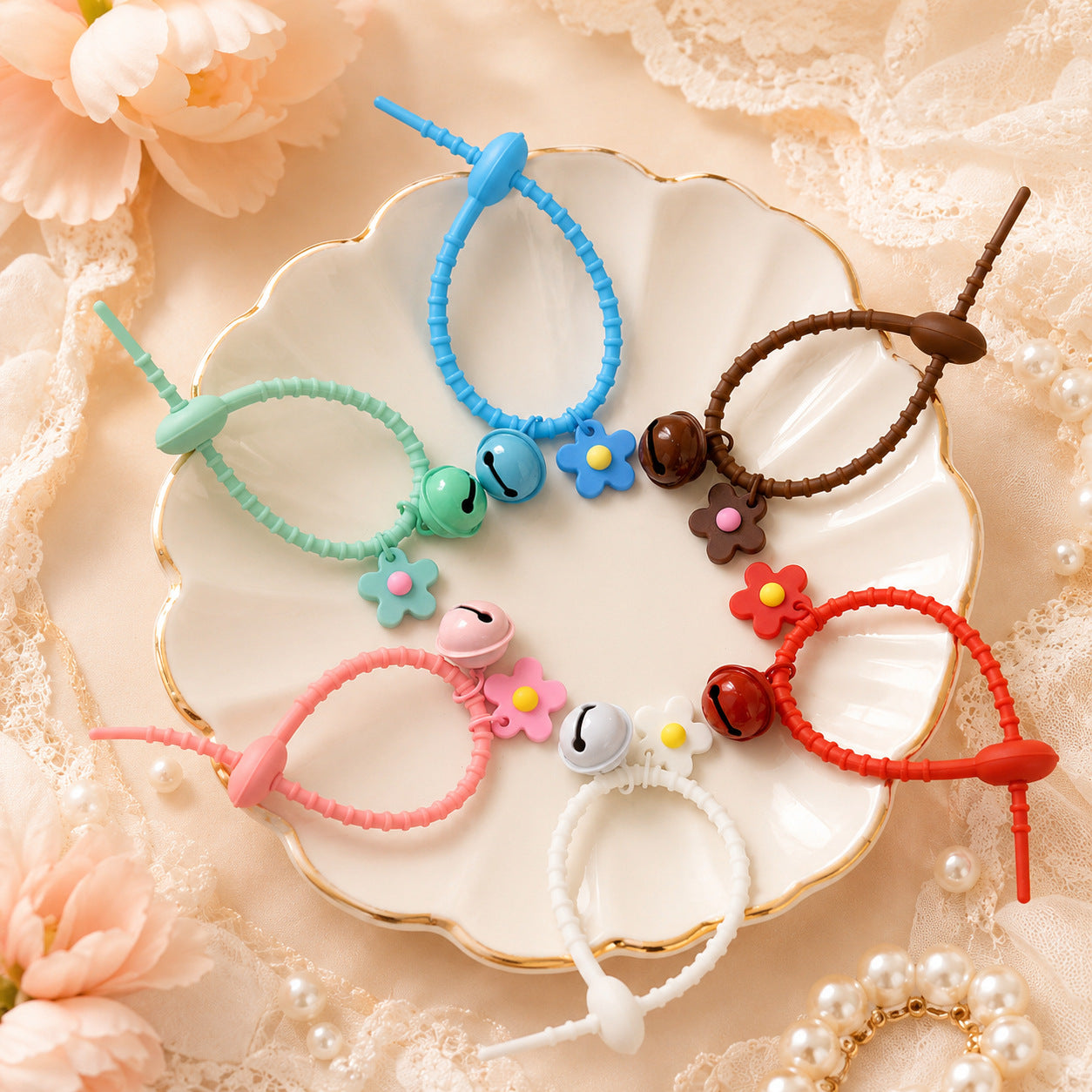 Wholesale Colorful Silicone Flower Bell Keychain Decorative Bag Charm Accessory for Women