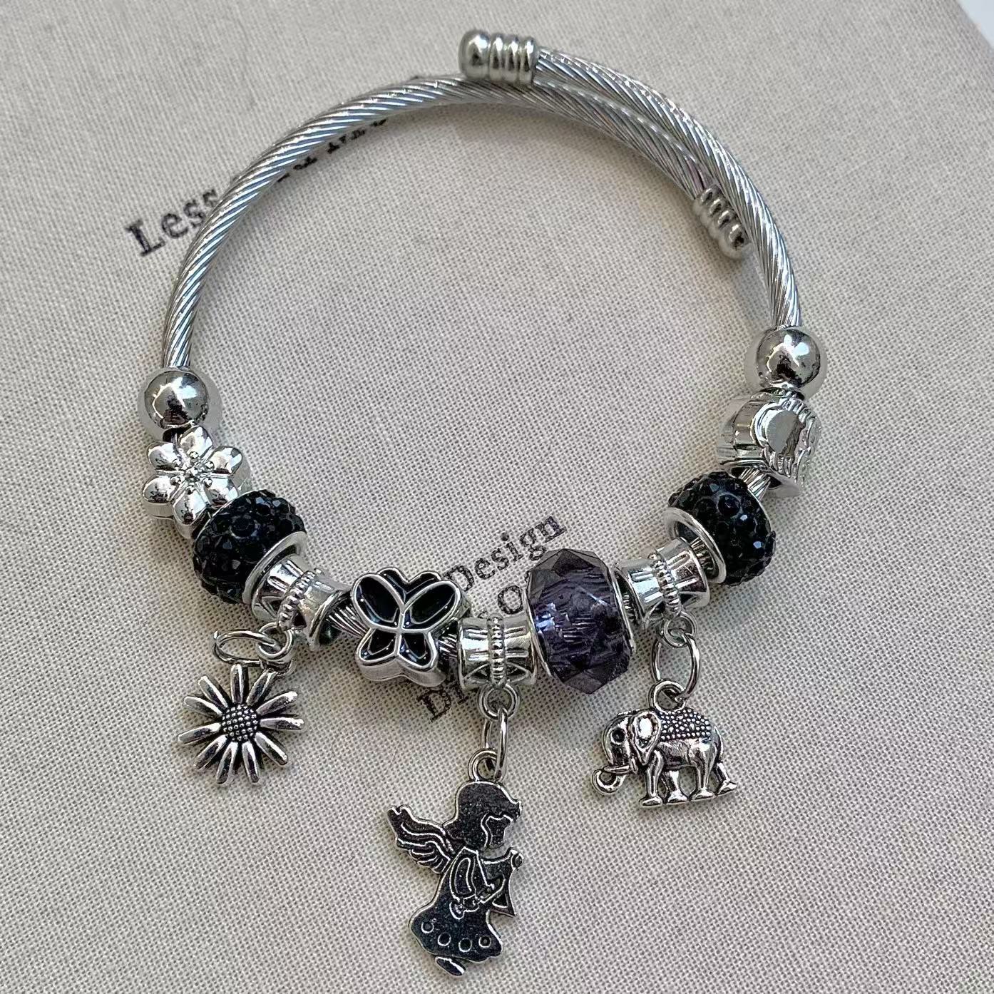 Wholesale DIY Beaded Multi-Element Stainless Steel Rhinestone  Bracelet