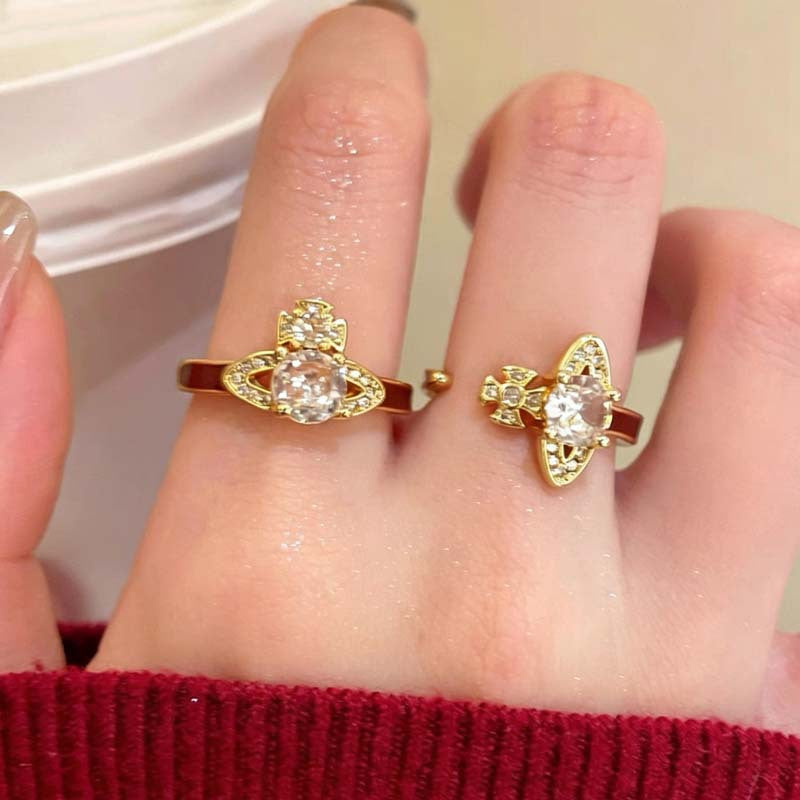 Wholesale Saturn Zircon Gold Open Ring For Women Stackable Party Jewelry Accessory