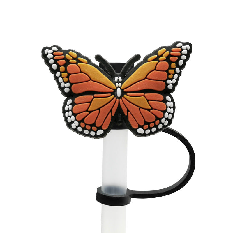 Wholesale 10pcs PVC Butterfly Straw Tube Cap