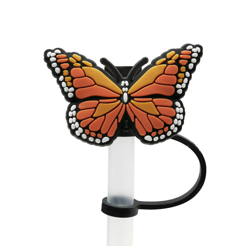 Wholesale 10pcs Personalized Butterfly 10mm PVC Straw Cover Soft Straw Tube Cap ACC-SCR-YiBang014