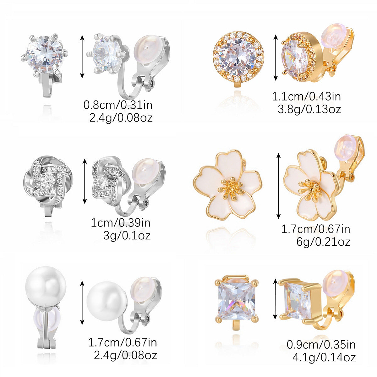 Wholesale Versatile Metallic Six-Pair Ear Clips Light Luxury High-End Women' s Non-Pierced Ear Clips Earrings