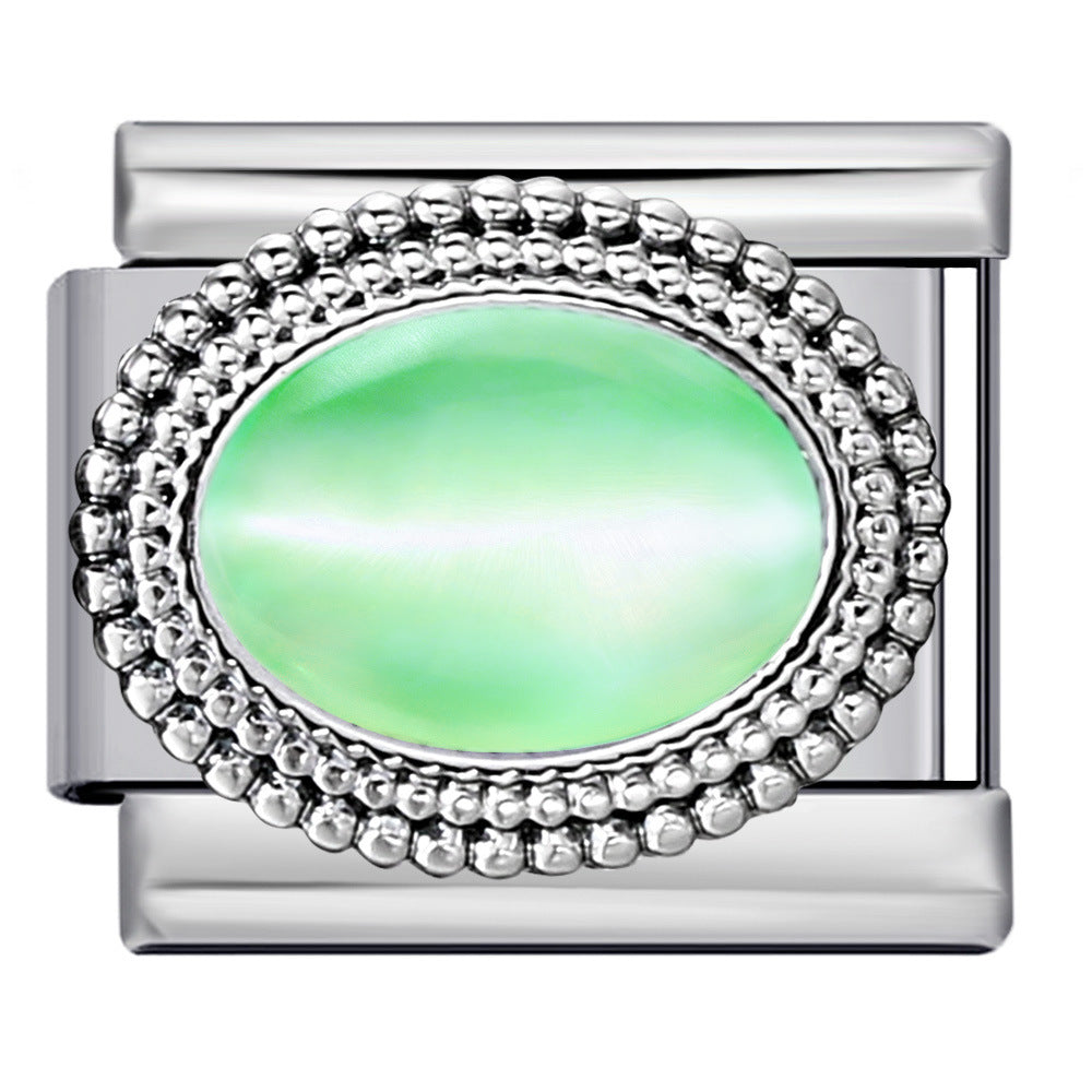 Wholesale Italian Charm Bracelet 9mm DIY  Oval Colored  Creative Stainless Steel Composable Bracelet