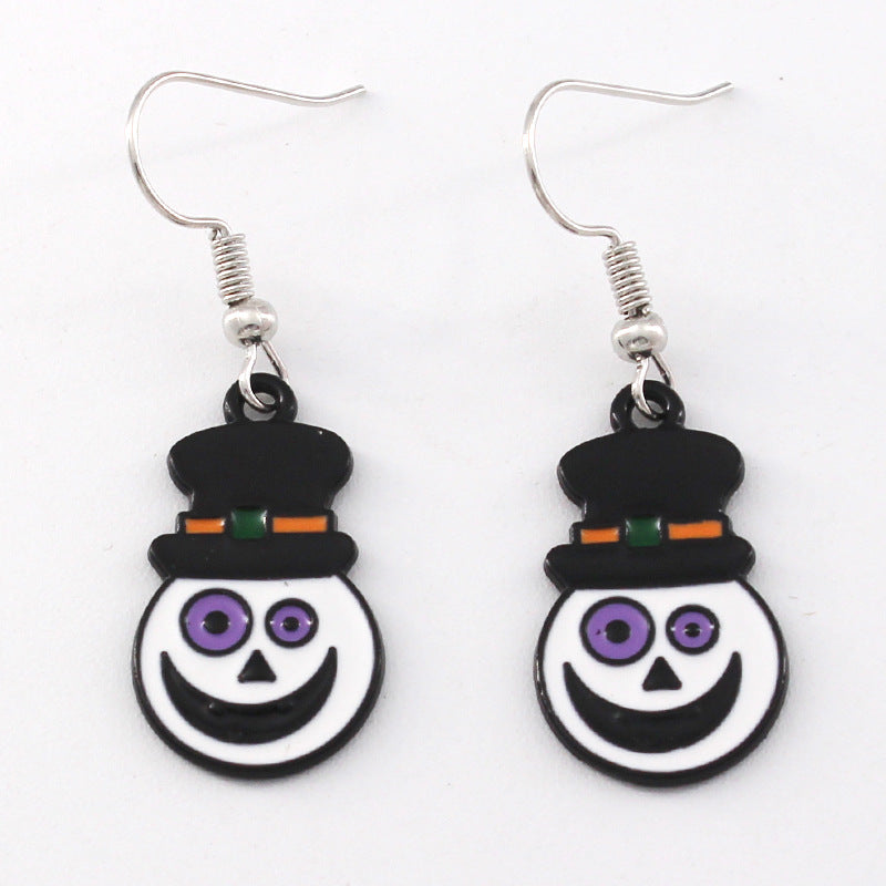 Wholesale Halloween Alternative Skull Alloy Oil Drip Earrings ACC-ES-Liyao002