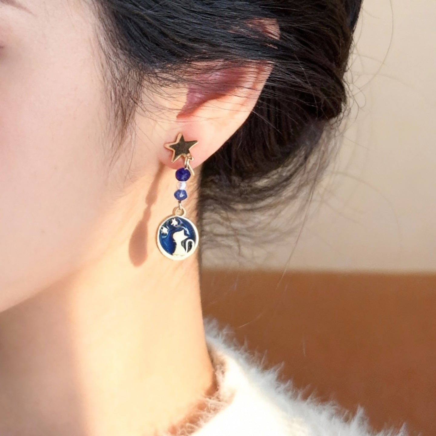 Wholesale Cat Star Tassel Clip-On Earrings Fashion Accessory Boutique Resale