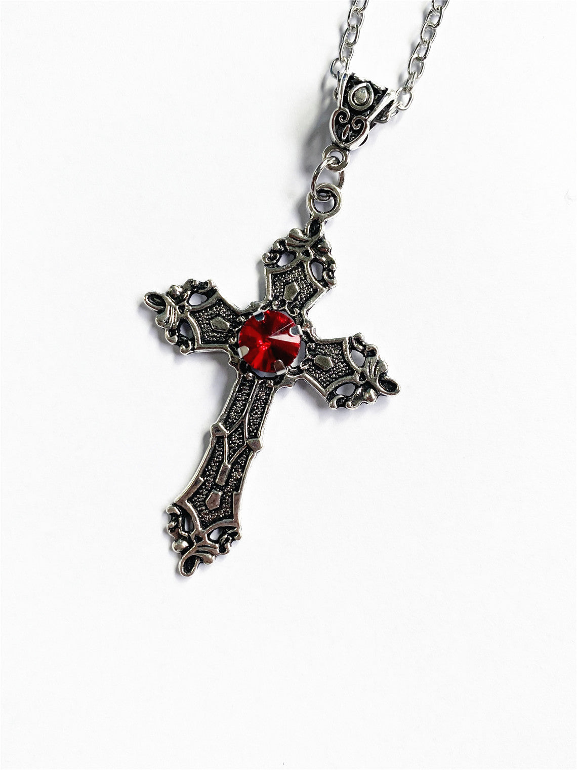 Wholesale Creative Flower Pattern Cross Diamond Necklace
