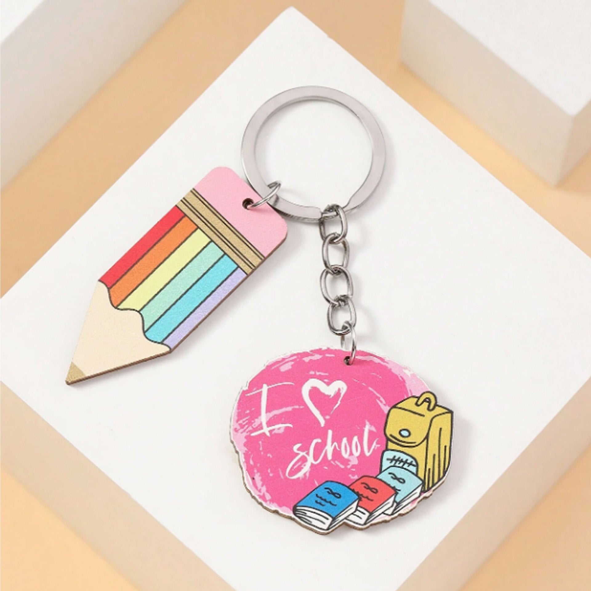 Wholesale Rainbow Acrylic Keychains ACC-KC-Huhe003