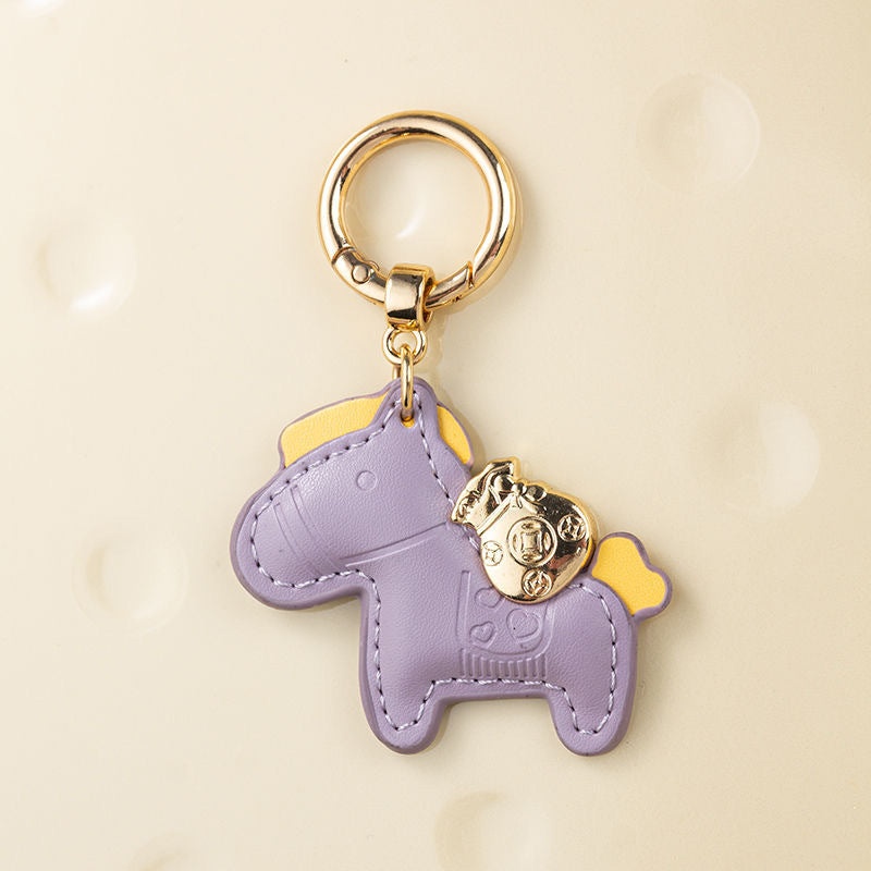 Wholesale Modern Minimalist Keychain with Green Flocked Rope and Pony,  Car Key Accessory for Boutique Resale