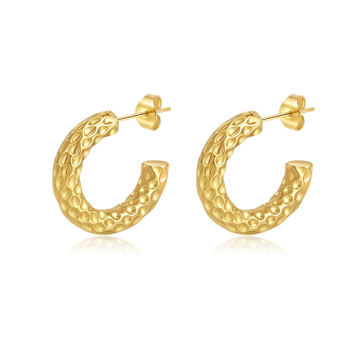 Wholesale Steel and titanium plain ring hammered earrings