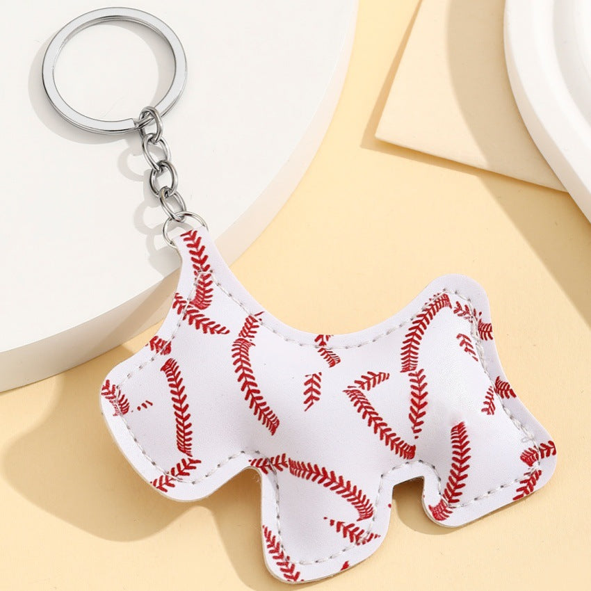 Wholesale New keychain pendant PU cotton-filled leopard print puppy car pendant bag pendant new couple heart pendant.