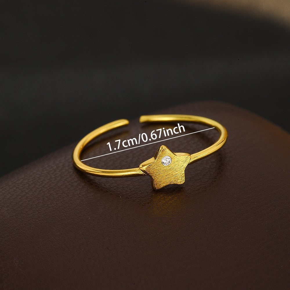 Wholesale Fashion Five Pointed Star Ring Set Stylish Copper Zircon Jewelry Chic Geometric Design Boutique Resale Accessory