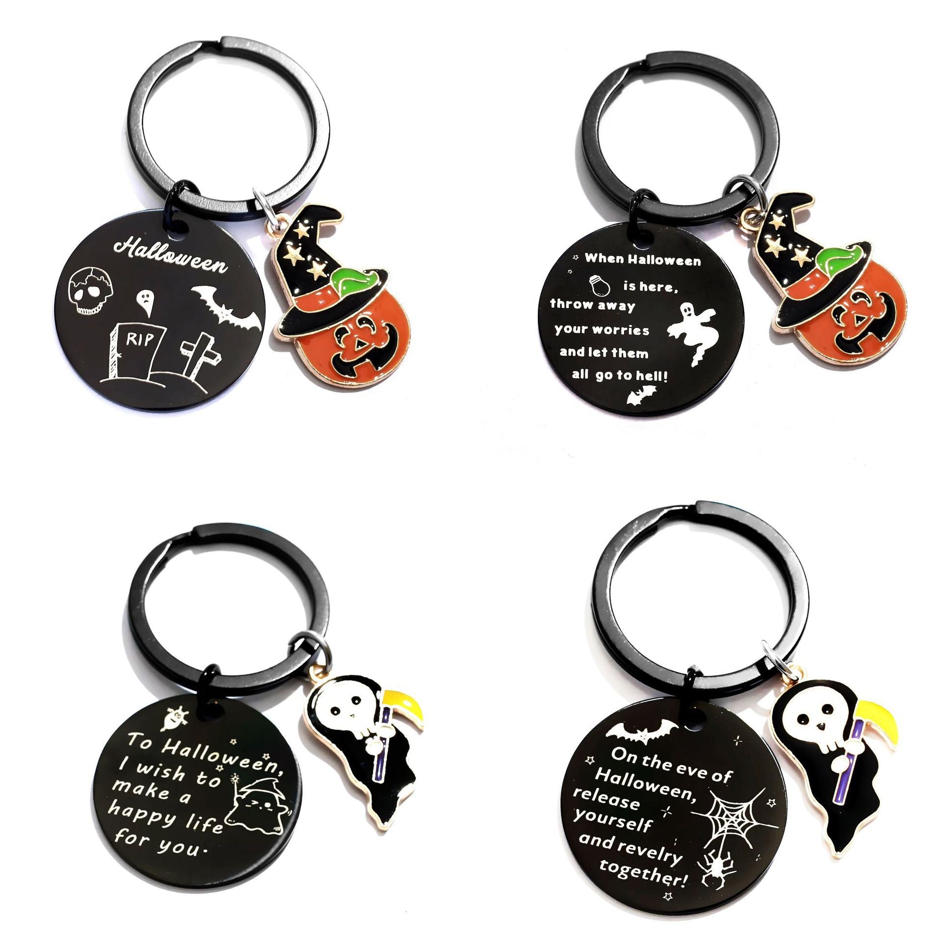 Wholesale Cute Stainless Steel Ghost Pumpkin Keychain  Party Gift Fashion Accessory For Resale