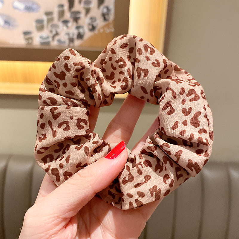Wholesale Leopard Print Bear Light Luxury Style Milk Tea Color Hair Scrunchies ACC-HS-Huidi024