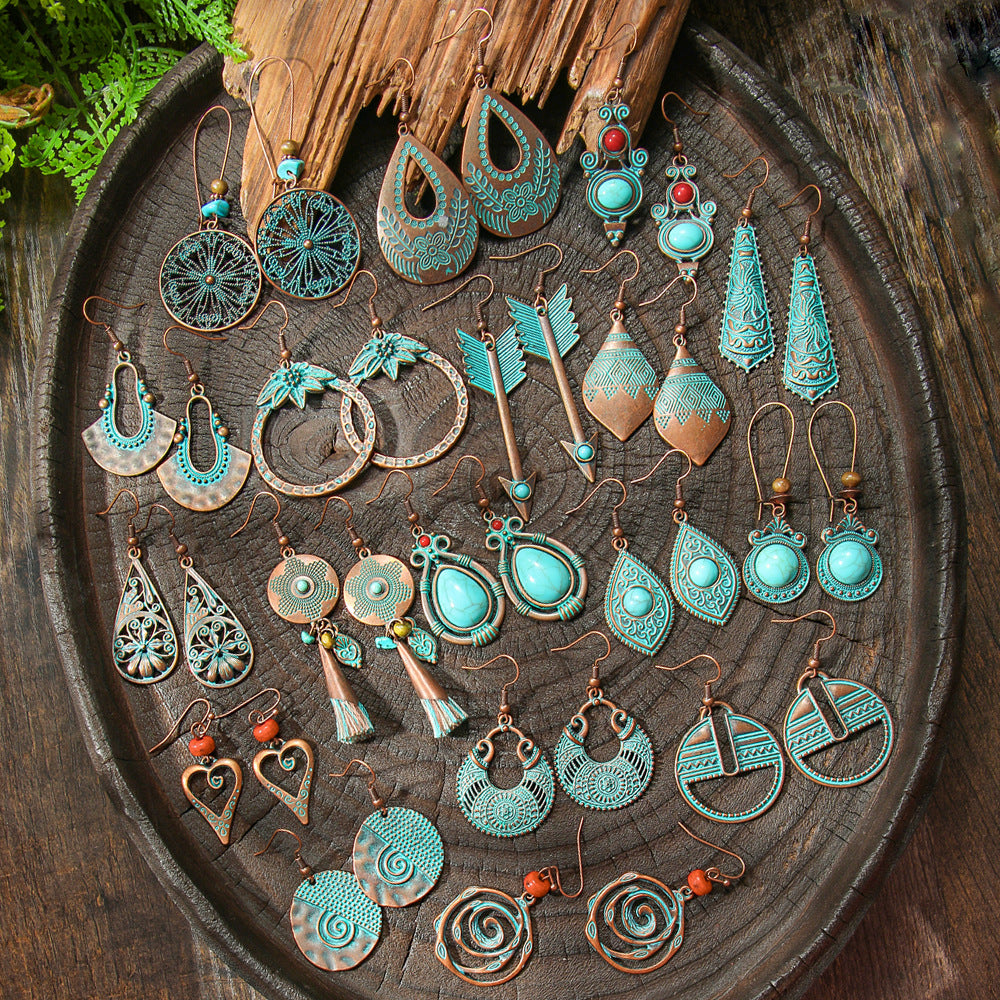 Wholesale Ethnic Geometric Retro Earrings Fashion Jewelry Accessory Boutique Gift