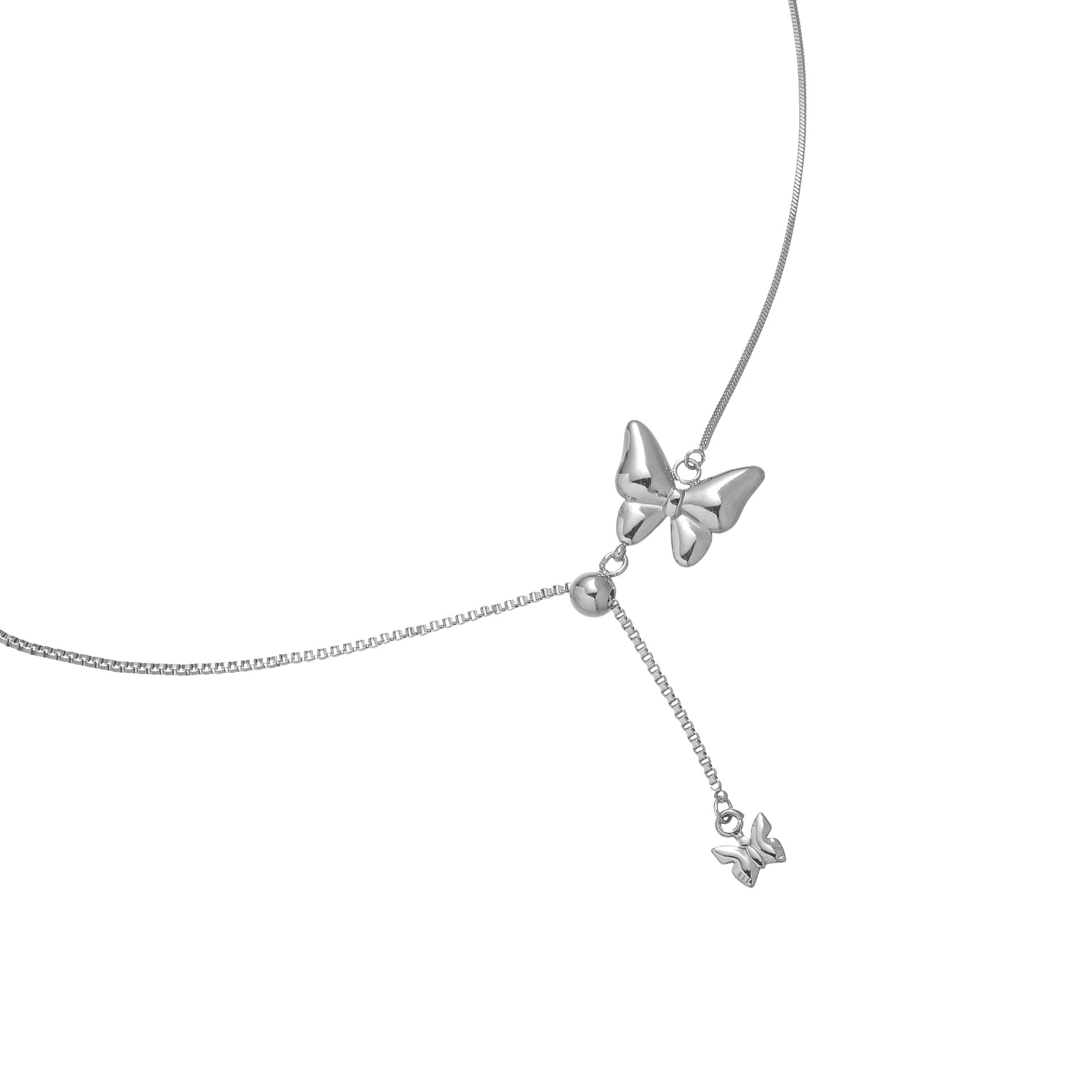 Wholesale Titanium steel silver butterfly necklace