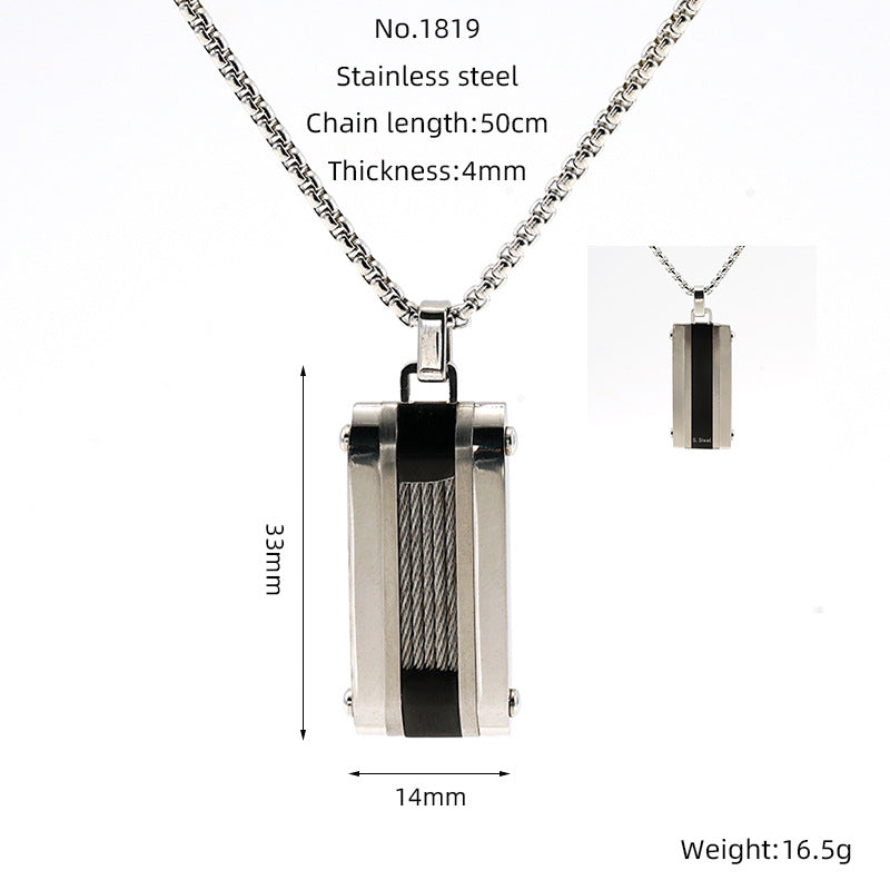 Wholesale Stainless Steel High-grade Square Pendant Necklace ACC-NE-ZhongYao008